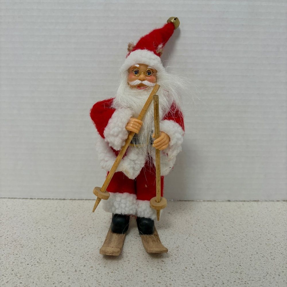 Vintage Santa Claus Ski Ornament Christmas Decor
